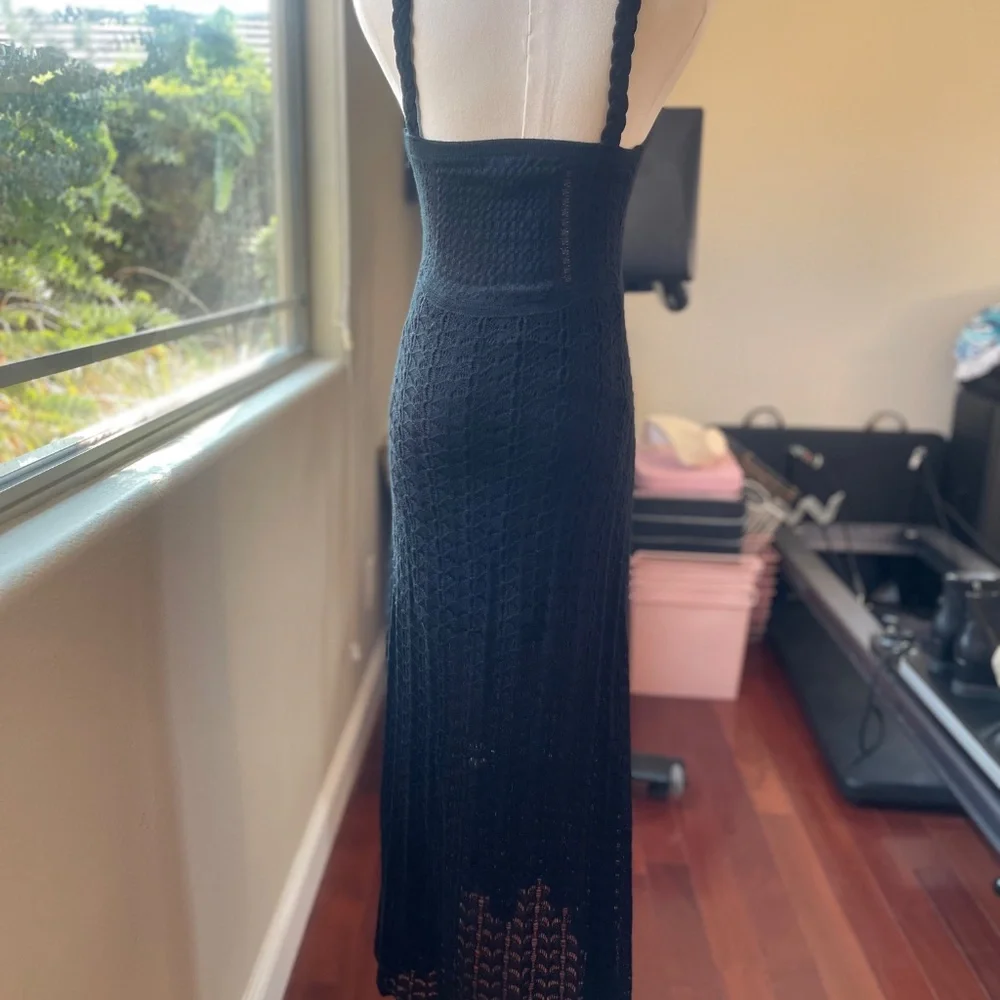 Aqua Crocheted Midi Dress Sz XS Black - Picture 5 of 9